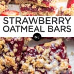 strawberry oatmeal bars text overlay collage