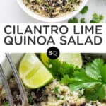 black bean quinoa salad text overlay collage