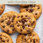 chocolate chip almond butter cookies collage text overlay