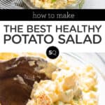 potato salad text overlay collage