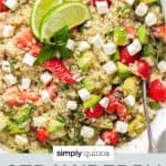 strawberry quinoa salad text overlay