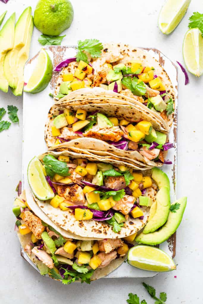The BEST Salmon Tacos {with Mango Salsa} Simply Quinoa