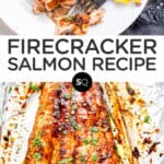 firecracker salmon text overlay collage