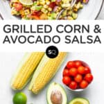 Grilled Corn & Avocado Salsa text overlay