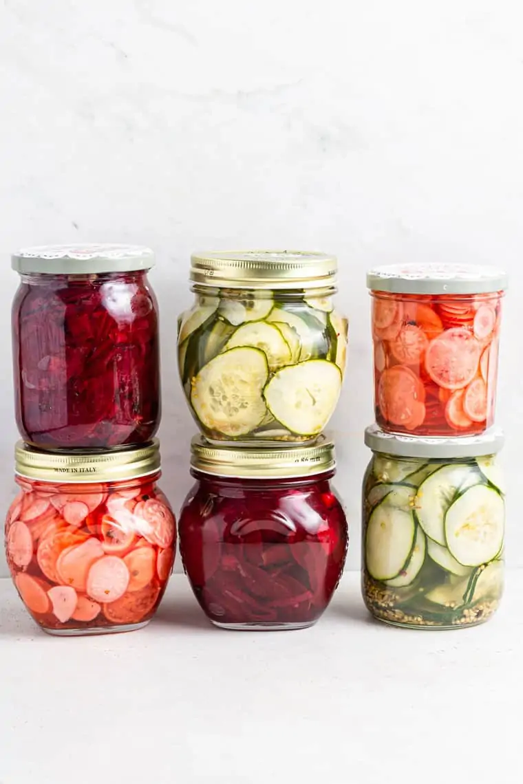 jars of pickled summer vegetables