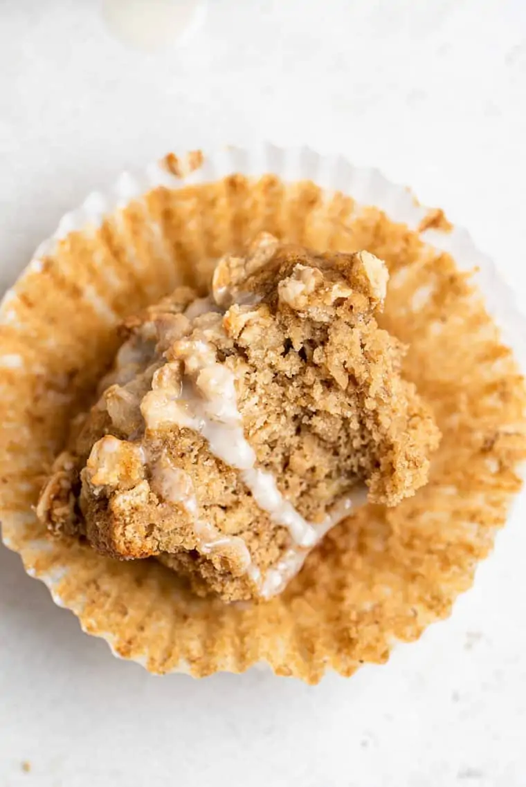 bitten apple muffin with white glaze