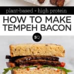 Pinterest title image for How to Make Tempeh Bacon.