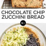 chocolate chip zucchini bread text overlay