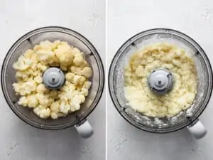 making mashed cauliflower in the food processor