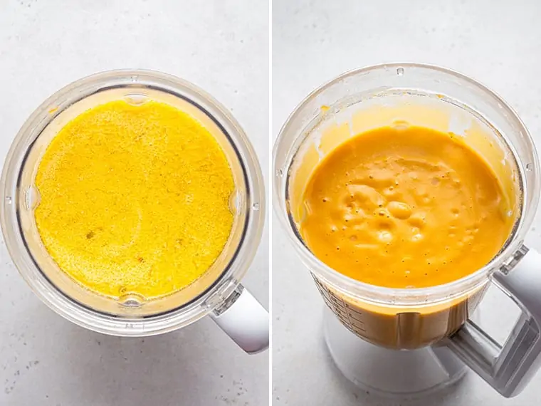 blender with sweet potato soup
