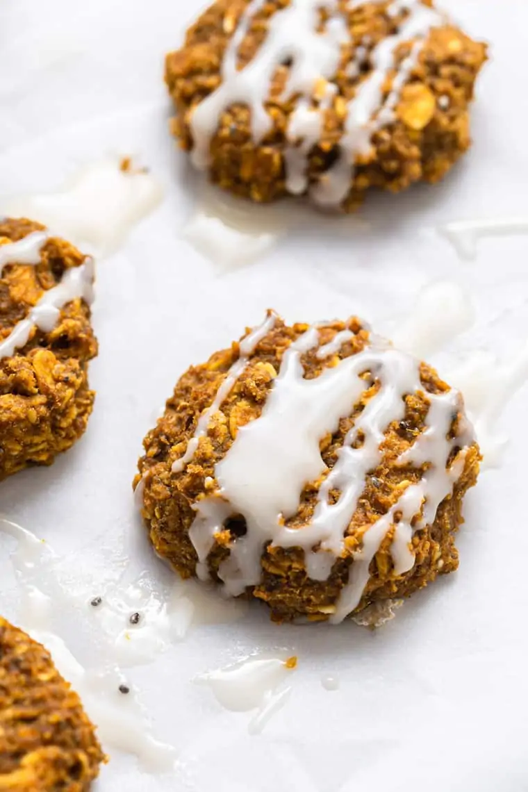 pumpkin quinoa cookie with white glaze