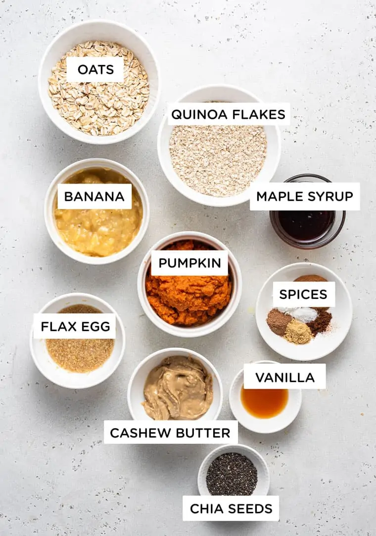 ingredients for pumpkin quinoa breakfast cookies