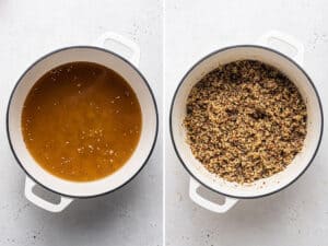 collage of cooking quinoa in a pot