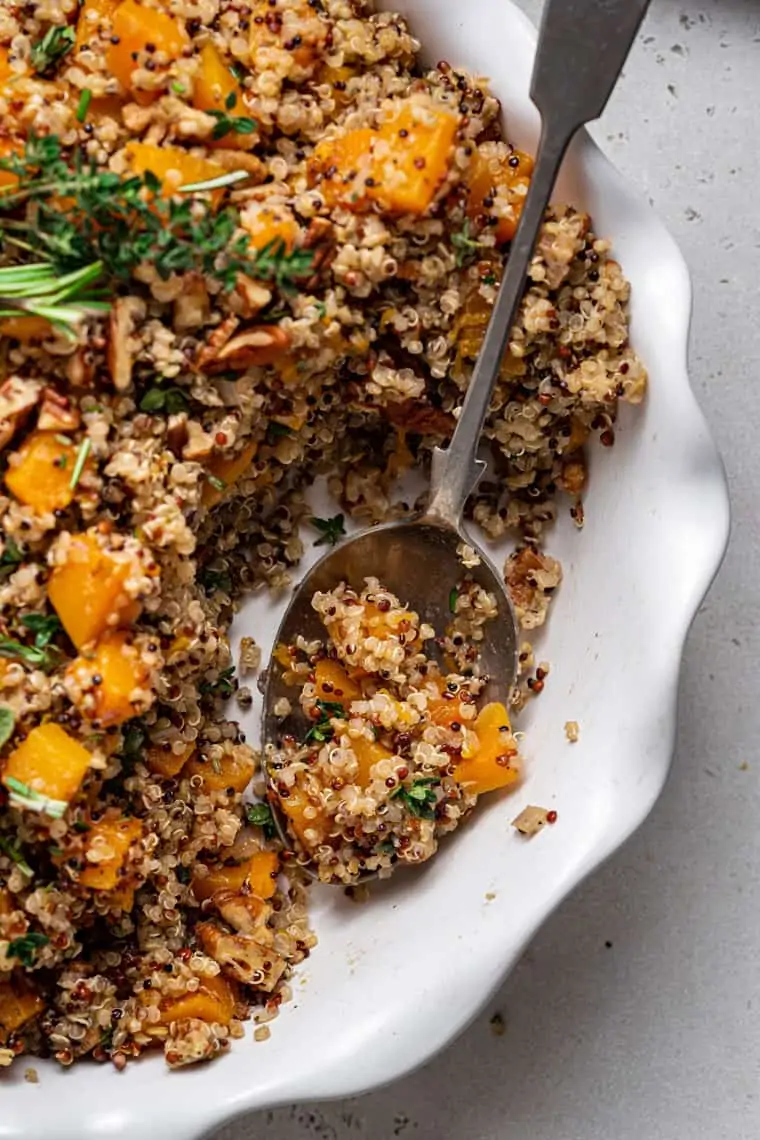 plate of quinoa stuffing with butternutsquash