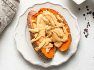 sweet potato with peanut butter on top