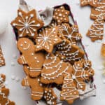 box of vegan gingerbread cookies for gifting