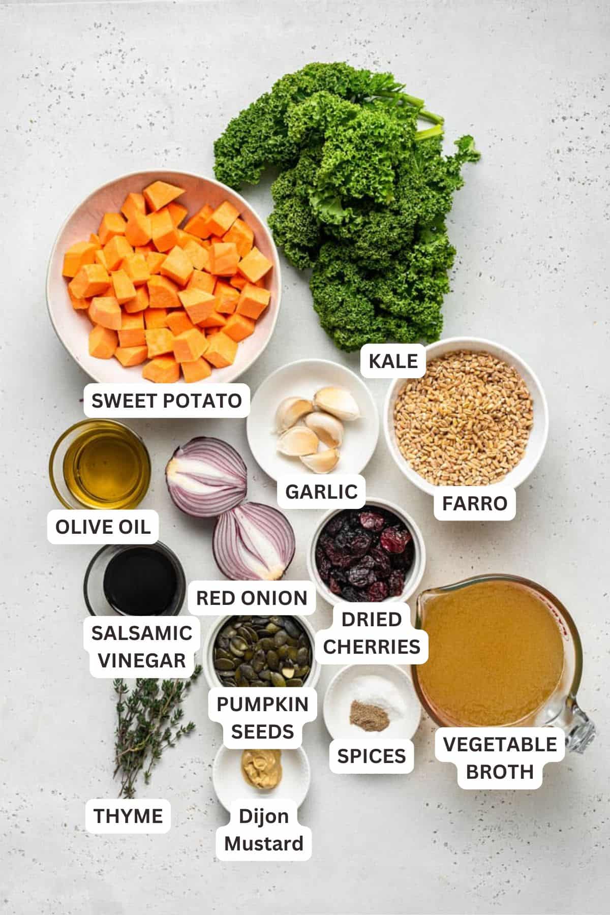 Ingredients for Farro Salad Recipe.