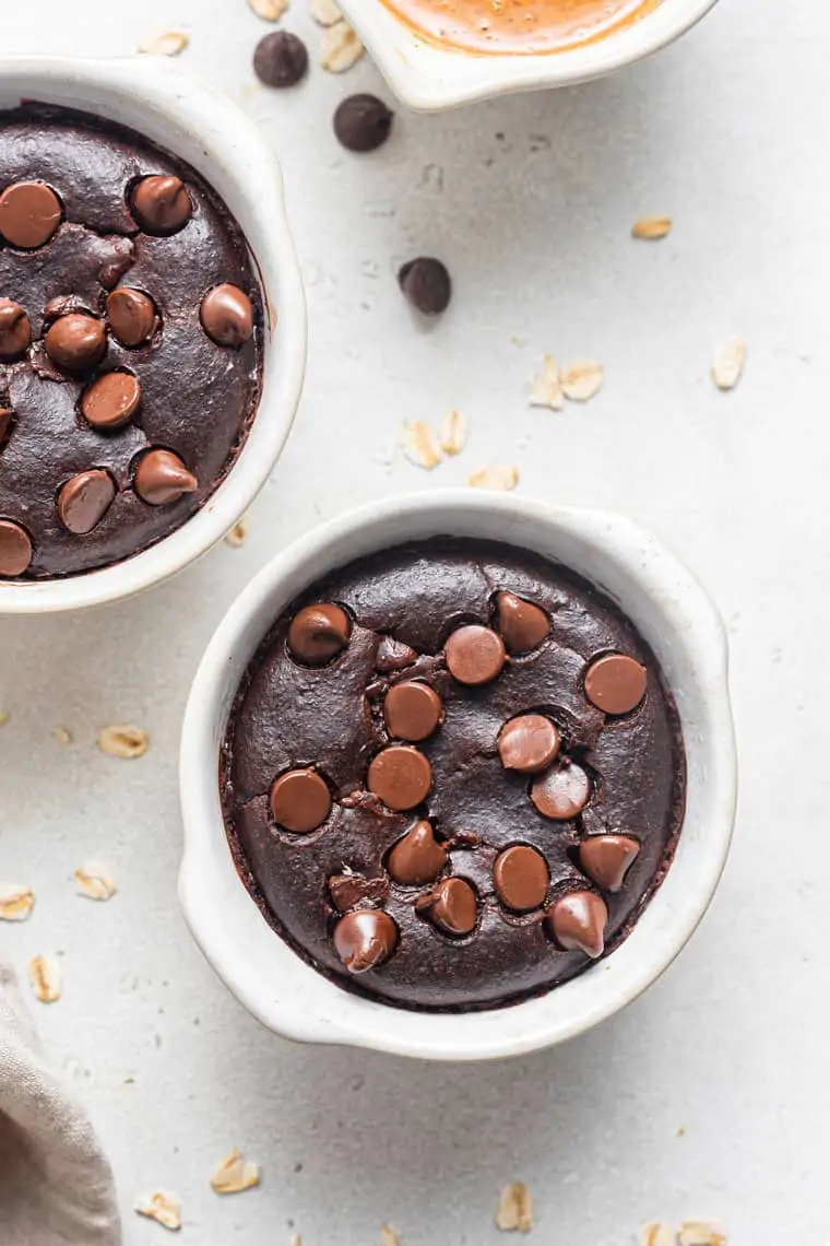 ramekin of chocolate baked oatmeal