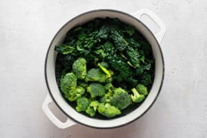 pot of broccoli and kale