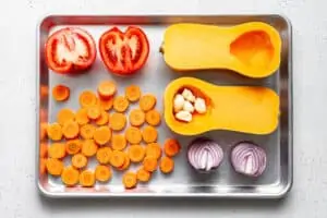 unroasted ingredients for butternut squash soup