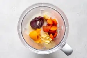 ingredients for spicy butternut soup in a blender