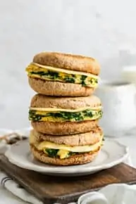 stack of egg and cheese breakfast sandwiches