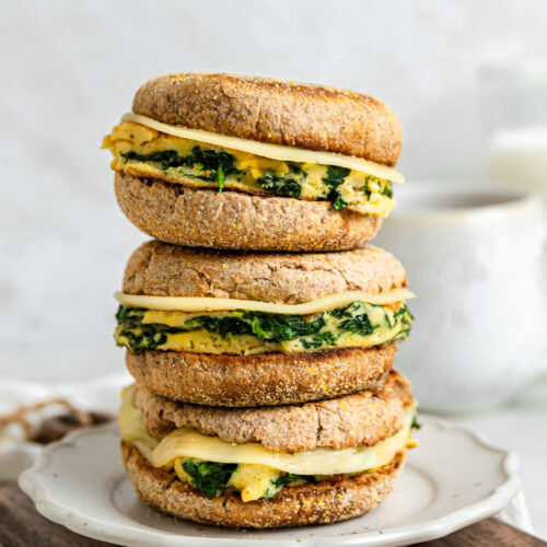 stack of egg and cheese breakfast sandwiches
