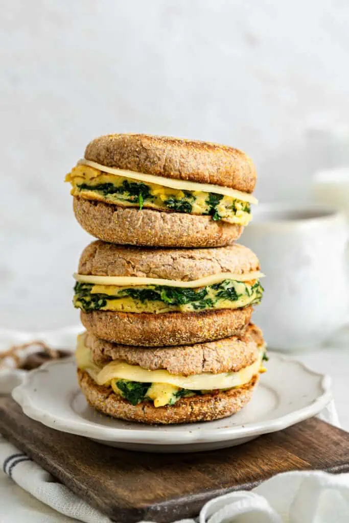 stack of egg and cheese breakfast sandwiches