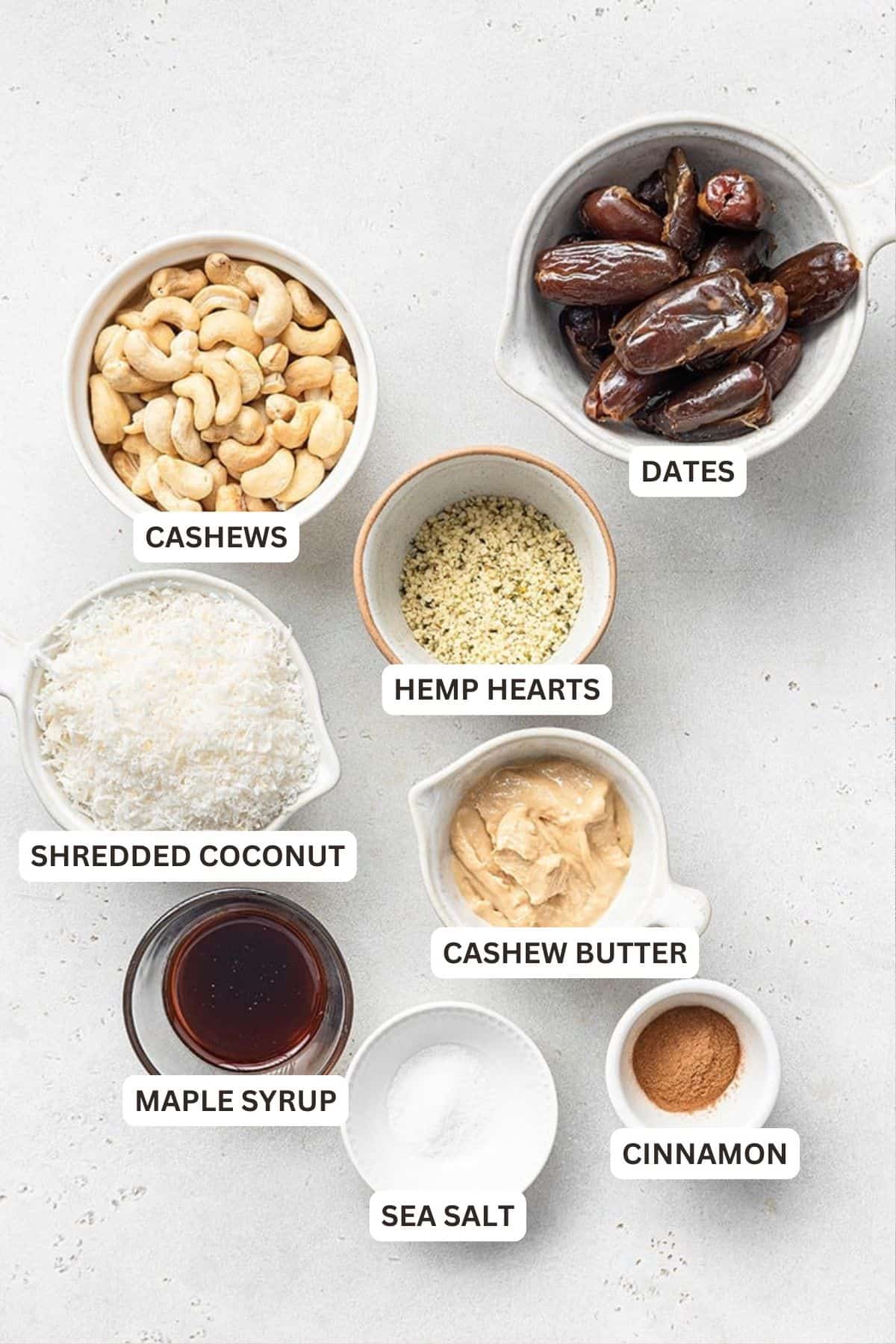 Ingredients for Salted Caramel Energy Bites.