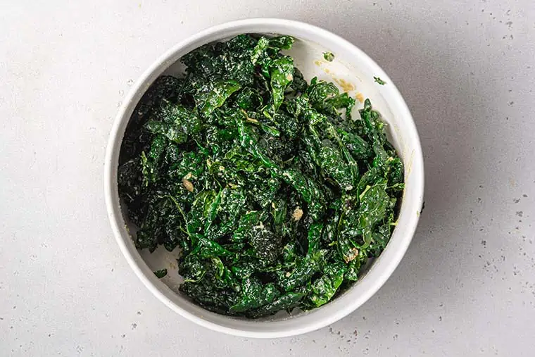 bowl of massaged kale salad