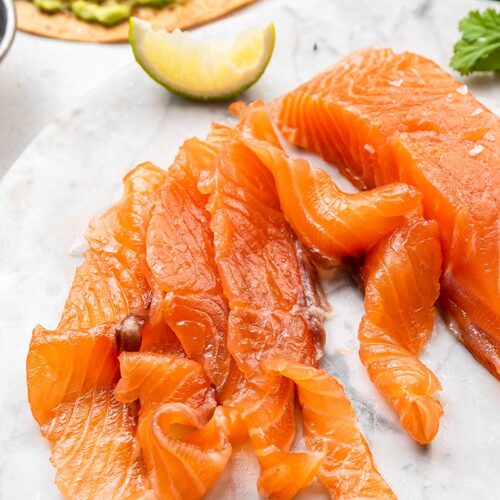 slices of cured salmon