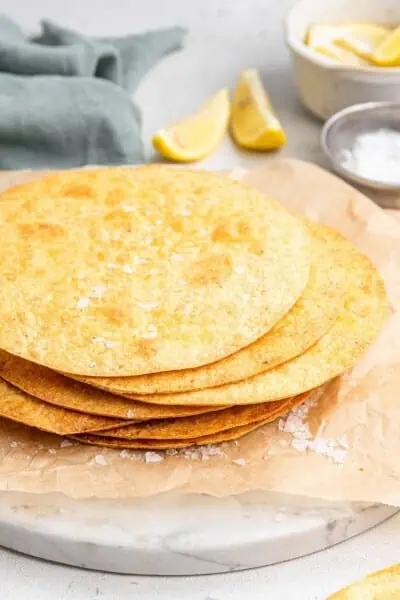 stack of crispy tostada shells