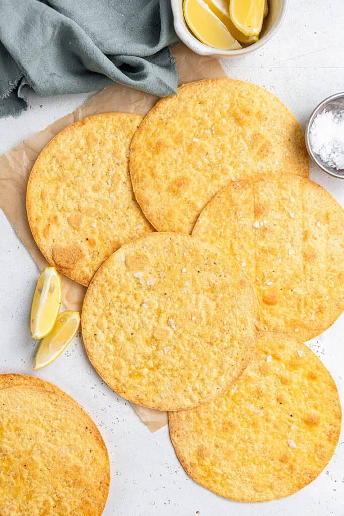 crispy tostada shells with lemon