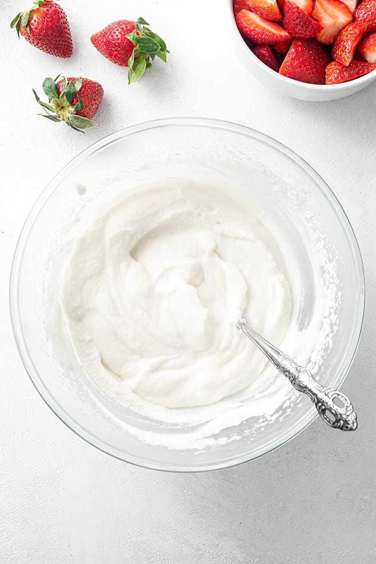 bowl of whipped coconut cream