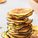 Stack of thin, crispy zucchini chips