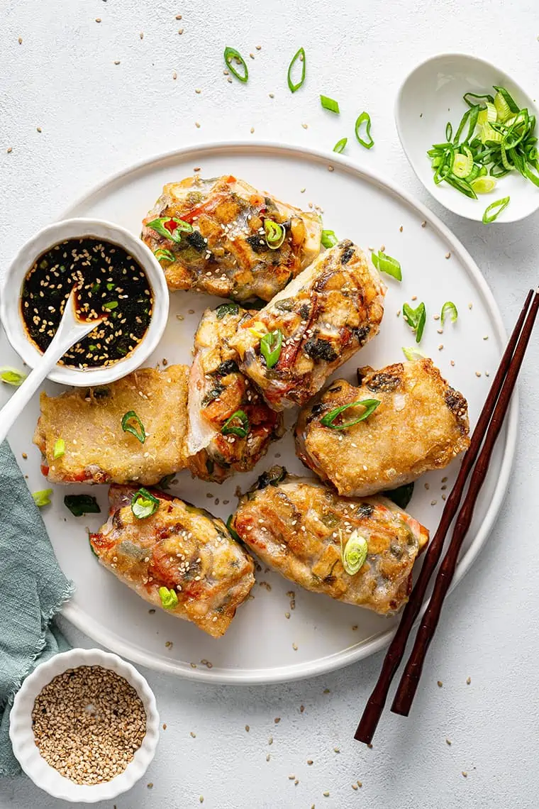 Miso Vegetable Rice Paper Dumplings - It's All Good Vegan