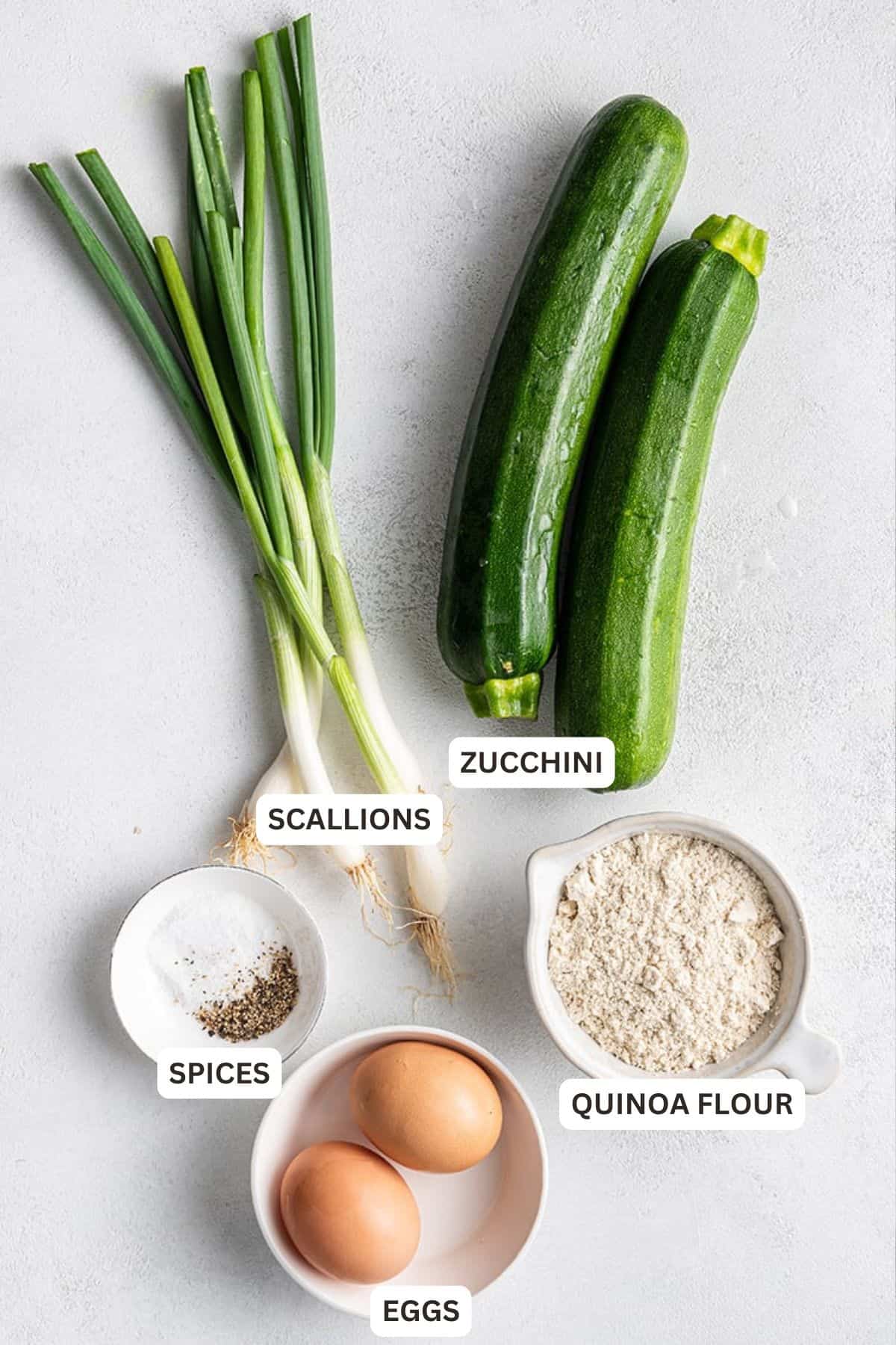 Ingredients for 5-Ingredient Healthy Zucchini Fritters.