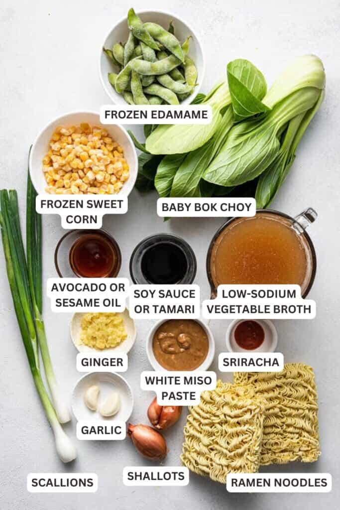 Ingredients for One-Pot Vegan Ramen.