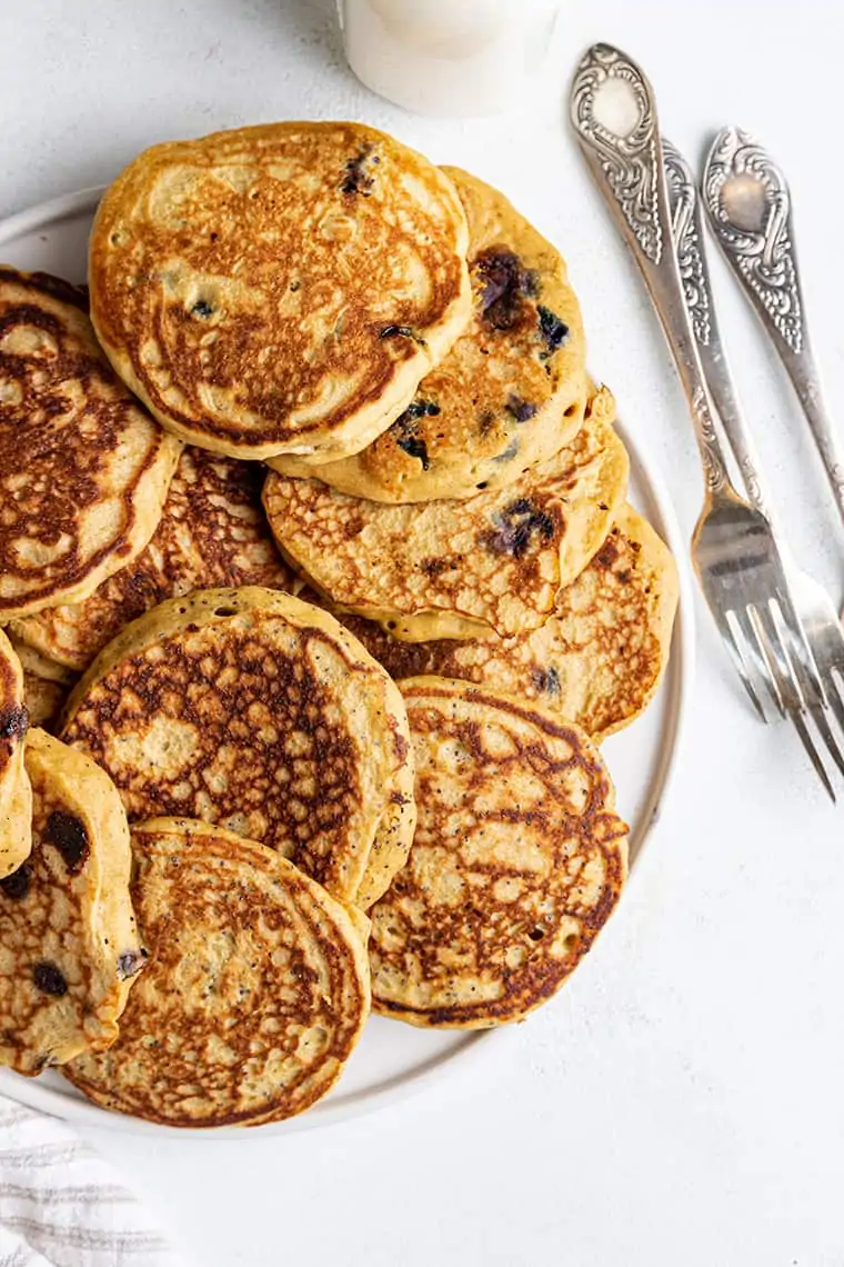 Serving platter with gluten-free pancakes