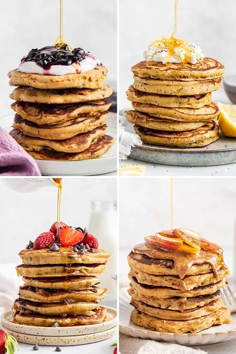 4 photos of gluten-free pancake variations