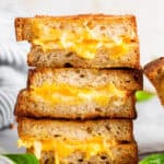 stack of vegan grilled cheese