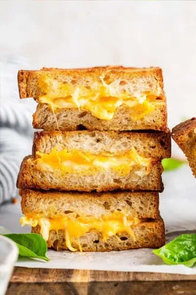 stack of vegan grilled cheese