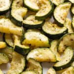 roasted zucchini on baking sheet