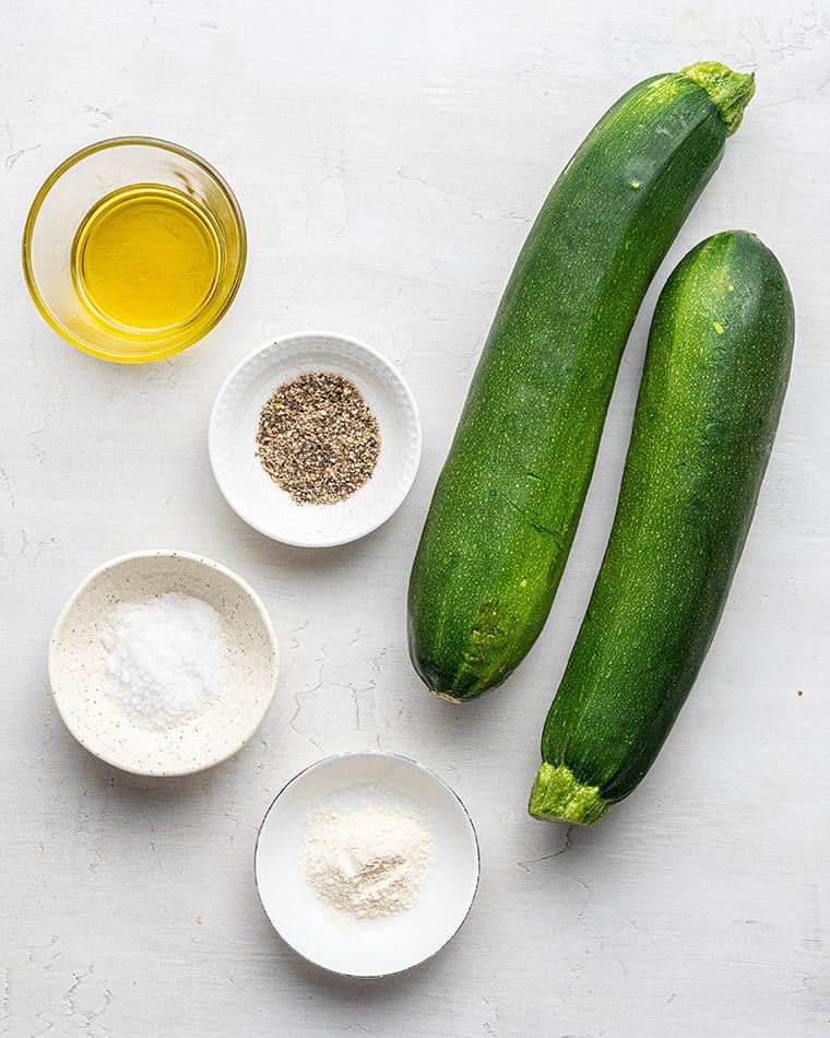 ingredients for roasted zucchini with olive oil salt and pepper