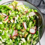 Green goddess salad in serving bowl