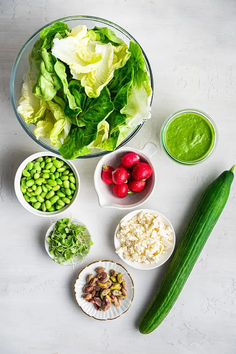 Ingredients for green goddess salad