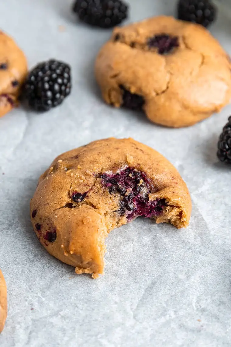 Blackberry cookie with bite taken out