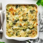 Broccoli casserole in a baking dish