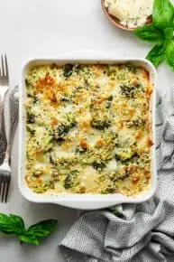 Broccoli casserole in a baking dish