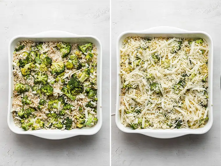 Broccoli Casserale before and after being b aked